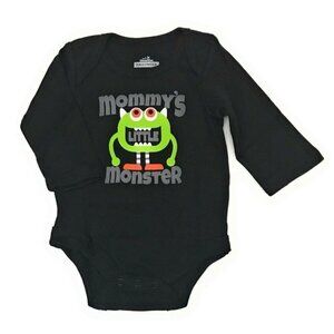 Halloween Shirt Mommy's Little Monster Black Green Long Sleeve 18 mos LH4241